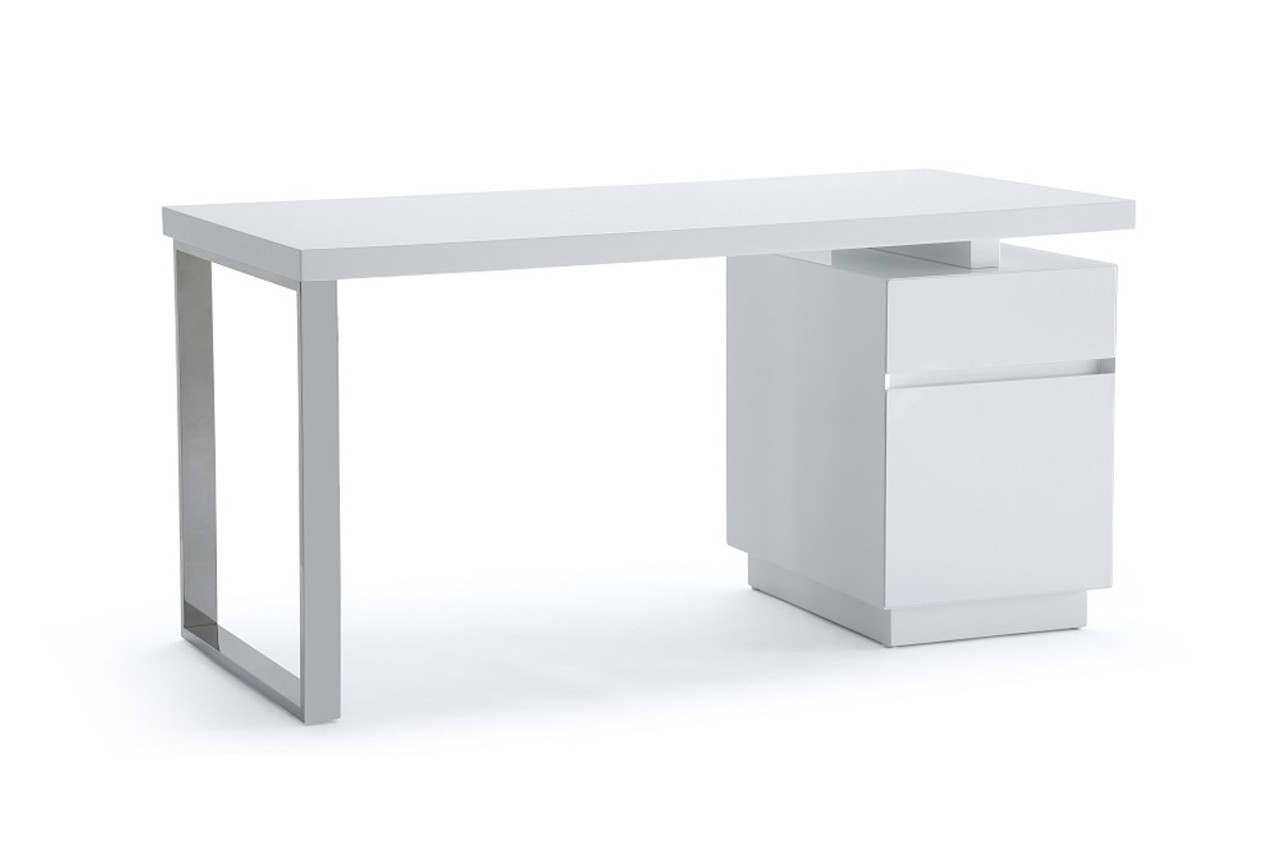 Modrest Carson Modern White Stainless Steel Desk Lounge La