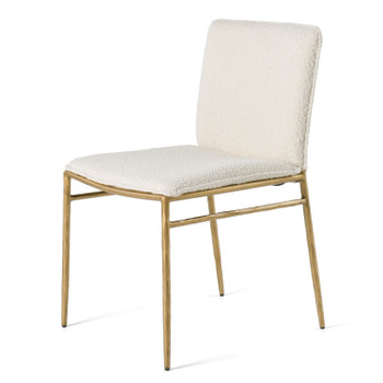 Modrest Atlanta - Modern Off-White Fabric and Brass Dining Chair