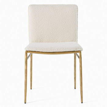 Modrest Atlanta - Modern Off-White Fabric and Brass Dining Chair