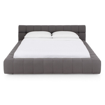 Eastern King Divani Casa Tyree - Modern Tufted Grey Fabric Bed