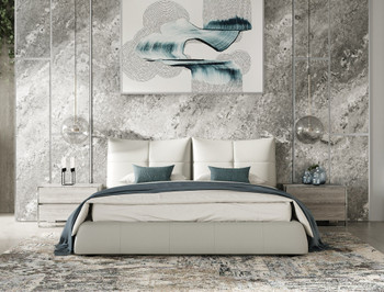 California King Modrest Patrick - Modern Light Grey Leather Bed California King Modrest Patrick - Modern Light Grey Leather Bed