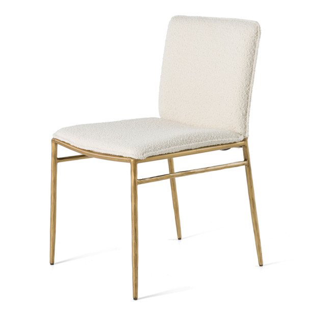 Modrest Atlanta - Modern Off-White Fabric and Brass Dining Chair