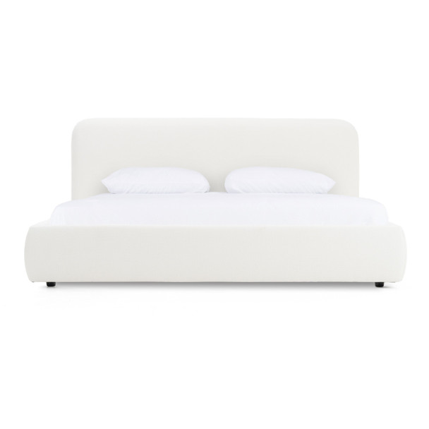 Eastern King Modrest Liam - Modern Ivory Fabric Upholstered Bed