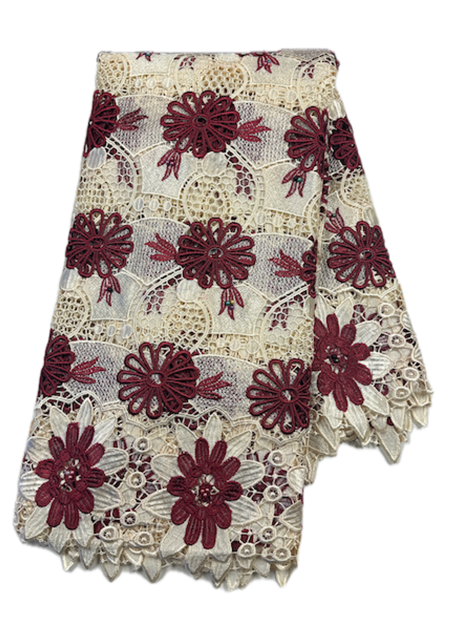 Cord Lace # 1 (Beige/burgundy))