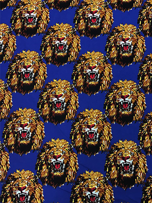 Feni Fabric # 3 Lion Head- Royal Blue ($11 per yard)