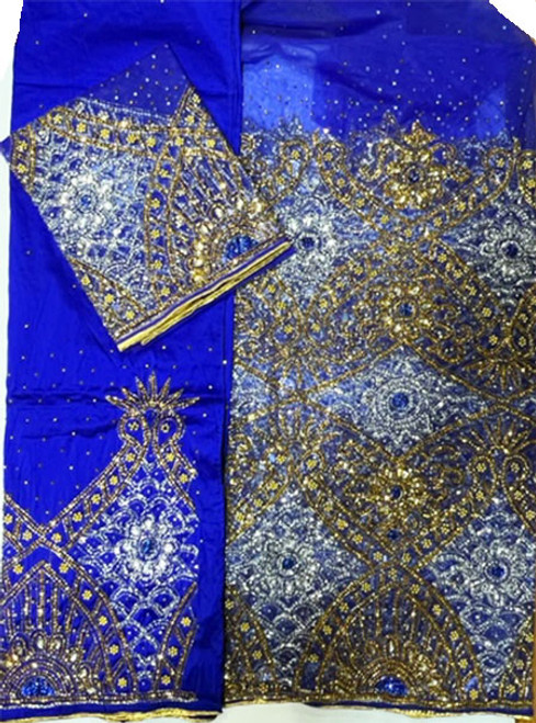 Net + Silk Wrapper 48 (Royal Blue) with Blouse Piece