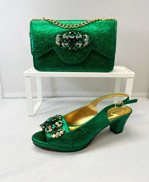 Grand Diamond Shoes & Bag # 106 (N Green)