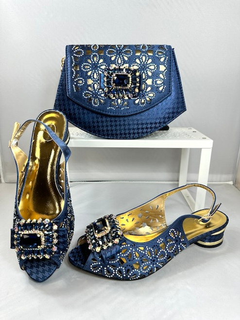 Grand Diamond Shoes & Bag # 114 (N BLUE)