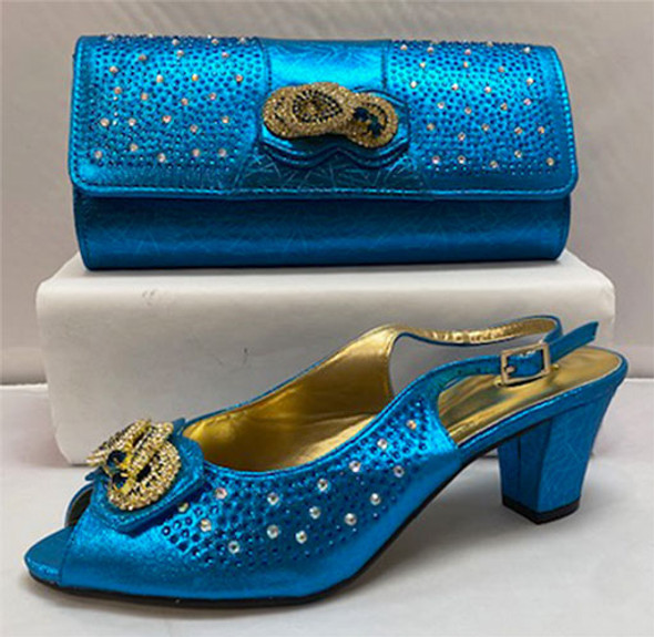 Grand Diamond Shoes & Bag # 44 (Turquoise Blue)