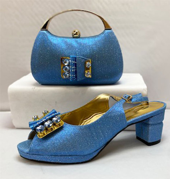 Grand Diamond Shoes & Bag # 58 (Sky Blue)