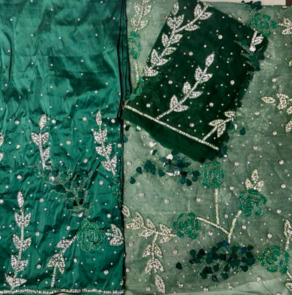 First Lady Net & Silk Wrapper 15 (N. Green) 