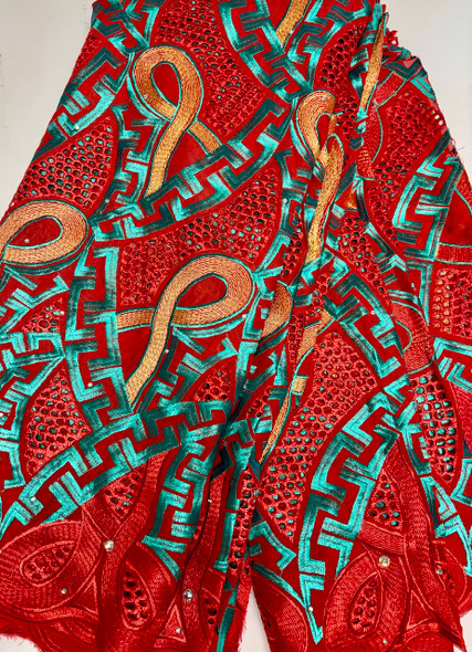 New Cord Lace # 9 (Red/gold/turquoise)