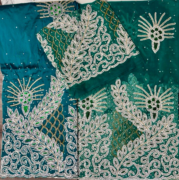 First Lady Net + Silk Wrapper Teal - 7