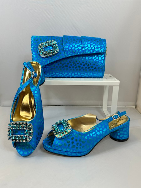 Grand Diamond Shoes & Bag # 126 (TQ BLUE)