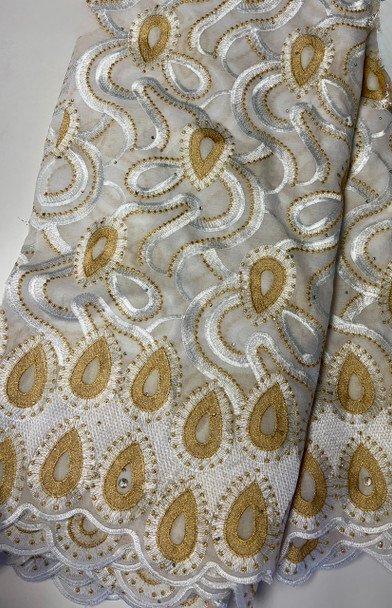 Voile Lace 45  (White/gold)