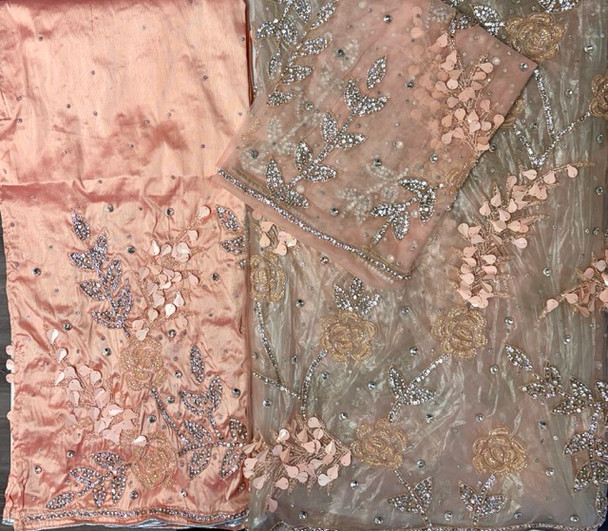 First Lady Net & Silk Wrapper #3 (peach)