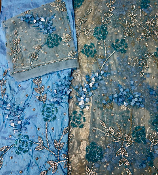 First Lady Net & Silk Wrapper #14 (Sky Blue)