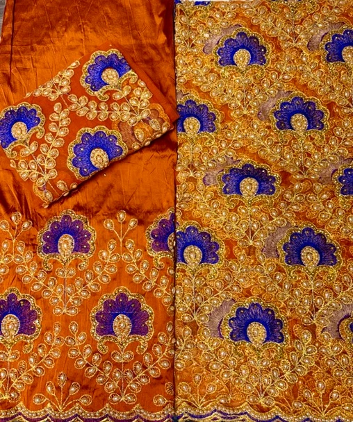 Net + Silk Wrapper 218 Blue & Orange