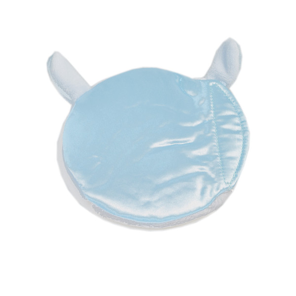Back view of satin side that is applied to injury or forehead for a fever. 