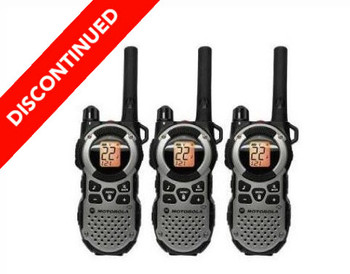 Discontinued 3 Pack Motorola MT352TPR Two Way Radios with Rechargeable Batteries, Headsets, and Charging Cable