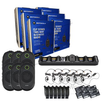 Motorola CLP1010 Two Way Radio 6 Pack with multi bank charger Motorola CLP1010 Two Way Radio 6 Pack with multi bank charger