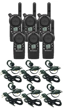 Motorola CLS1110 UHF Two Way Radio 6-Pack with Headsets Motorola CLS1110 UHF Two Way Radio 6-Pack with Headsets