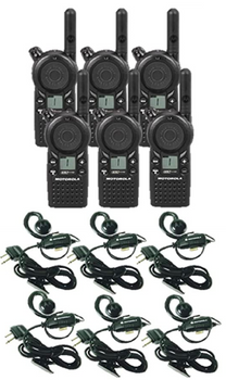 Motorola CLS1110 UHF Two Way Radio 6-Pack with Headsets