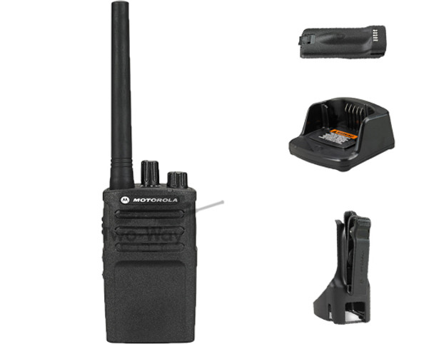 Motorola RMV2080 VHF Two Way Radio, Charger, Battery, and Holster