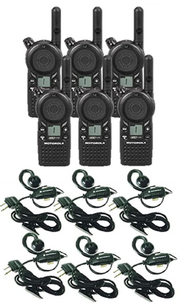 Motorola CLS1110 UHF Two Way Radio 6-Pack with Headsets