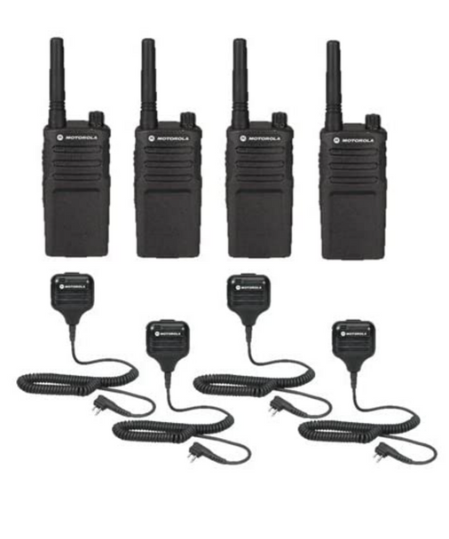 Motorola RMU2040 UHF Two Way Radio with Speaker Mics 4-Pack