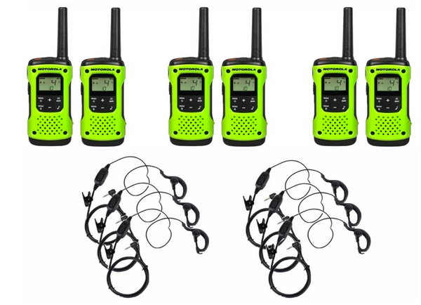 Motorola T600 Rechargeable Two-Way Radio 6-Pack with Earpieces 