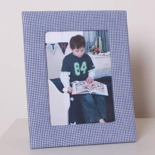 Blue Gingham Photo Frame - Babyface - Fabric Photoframe