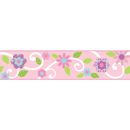 Scroll Tree Border Pink and White Wall Stickers Scroll Tree Border Pink and White Wall Stickers