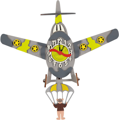 Camoflage Aeroplane Personalised Wooden Pendulum Clock - Handmade in the UK