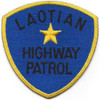 Unofficial morale patch with Highway Patrol designation and Laos operation insignia, version A emblem design in military colors.