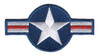Classic USAF roundel patch featuring blue circle with white star and red center, official aircraft marking design.