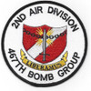 Bomb group patch with 467th insignia and 2nd Air Division colors representing B-24 operations and tactical bombing heritage.