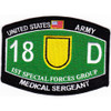 1st Special Forces Group 18D Military Occupational Specialty MOS Patch Medical Sergeant