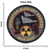 Operation Midnight Hammer Patch – Embroidered Iron-On Morale Patch | B-2 Bomber, Iran Strike, GBU-57 Bomb