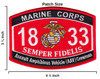 1833 Assault Amphibious Vehicle AAV Crewman MOS Patch size: 4.5 x 3.25 inches