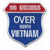 Patch with "100 Missions" and North Vietnam campaign markings representing Rolling Thunder air operations and pilot achievements.