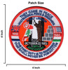 Size chart for the Marine Corps Beirut Lebanon They Came In Peace 30th Anniversary patch, four inches by four inches.