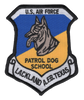 Patch with canine imagery and Lackland AFB identification, security operations colors, professional design.