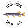 USS Pike SS-6 First SS A-5 Submarine Patch