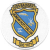 USS Badger DE-1071 Destroyer Escort Ship Patch