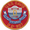USS Davis DD 937 Destroyer Ship Patch