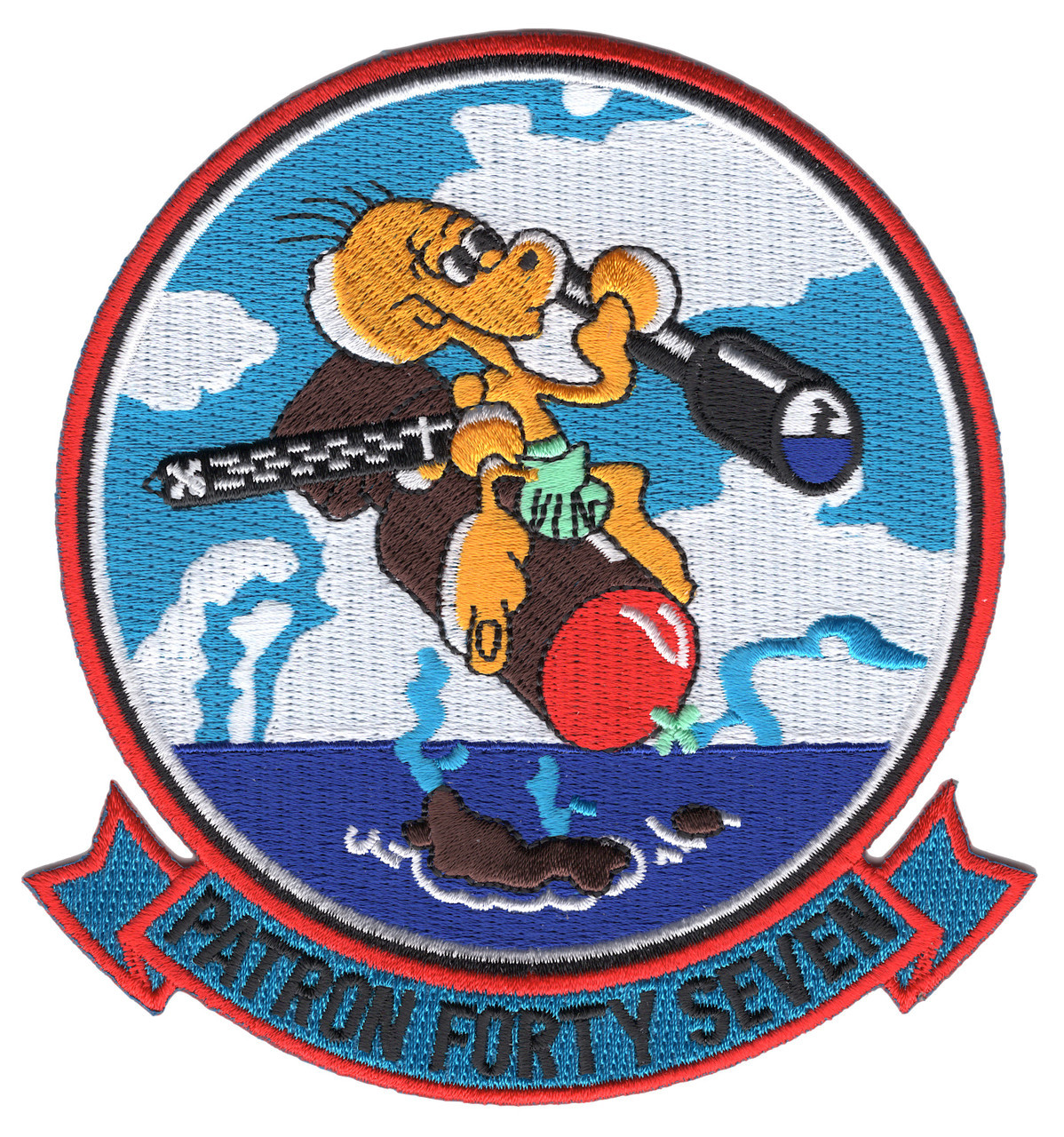 米海軍実物 フライトジャケット用パッチ USN VP-47 70年代手刺繍