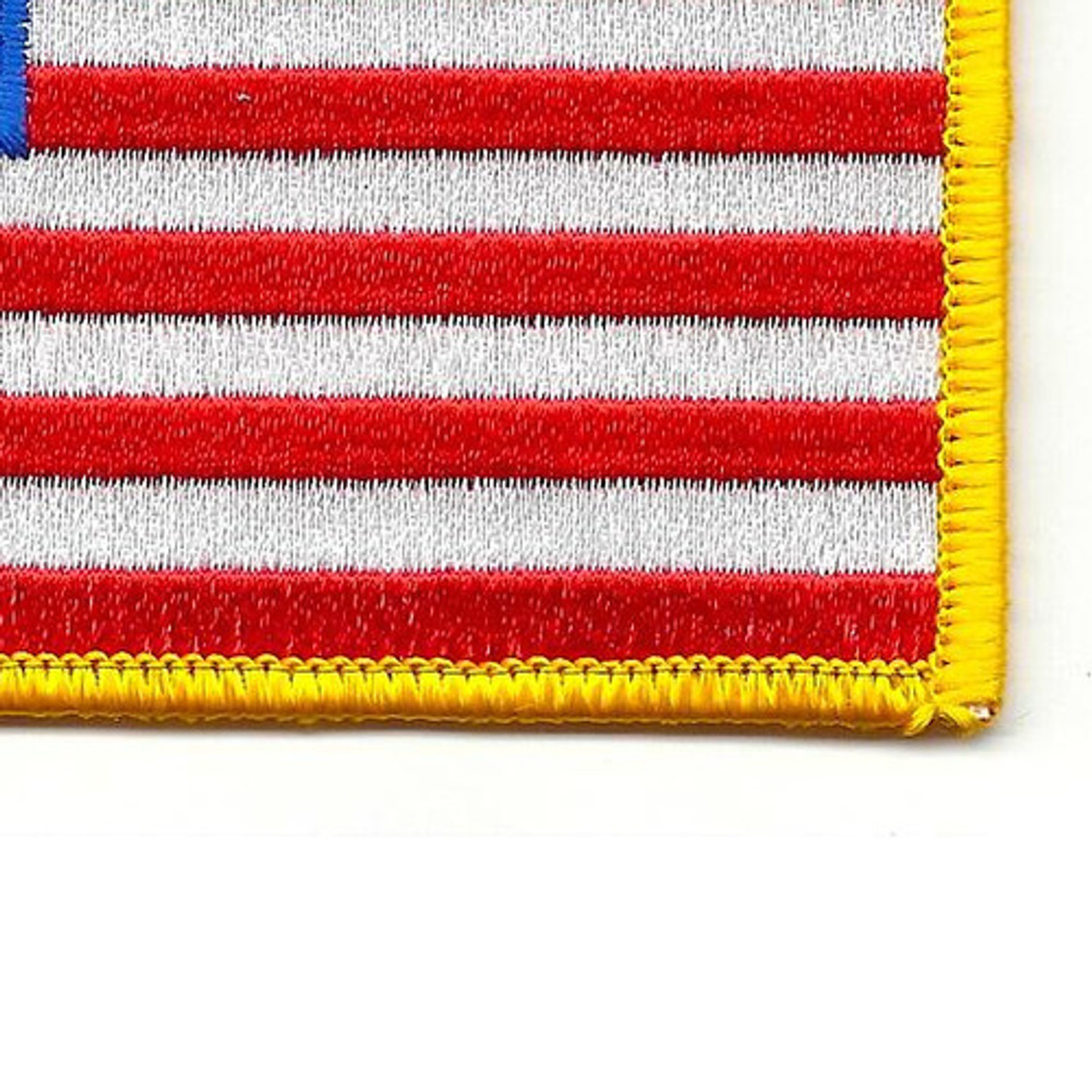 Cross with USA Flag and Yellow Border, Embroidered Patch, Two