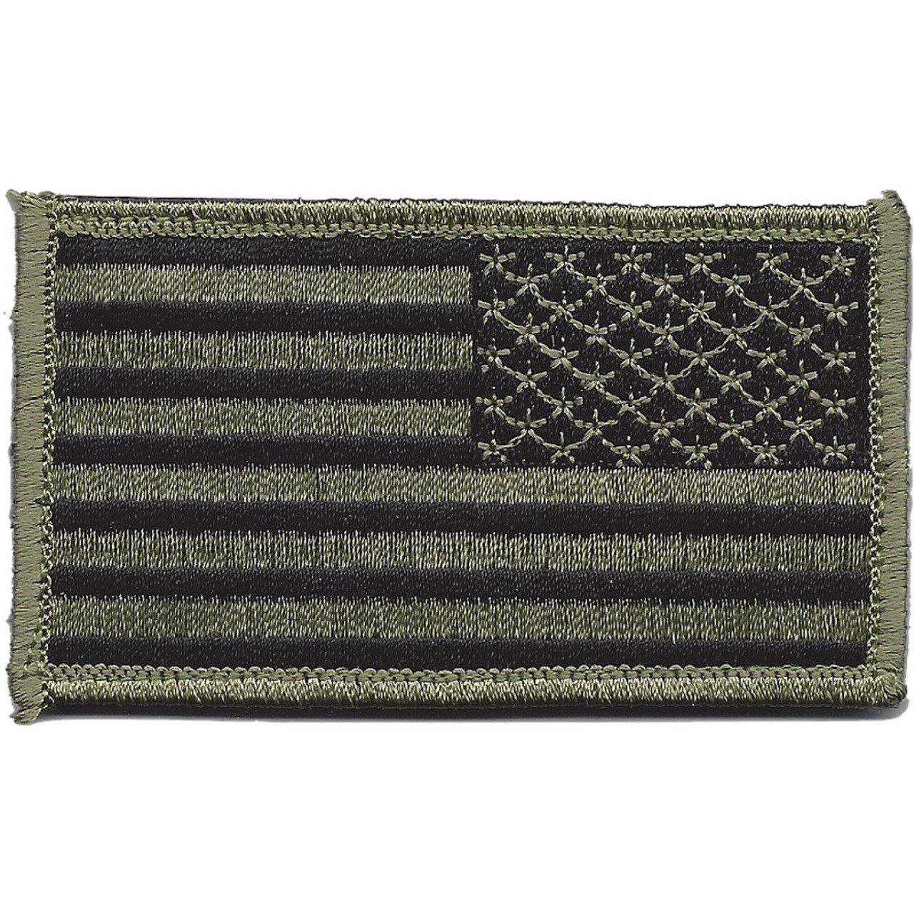 OLIVE DRAB OD GREEN SUBDUED AMERICAN FLAG PATCH HOOK AND LOOP BACK