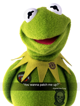 Kermit the Frog uses patches